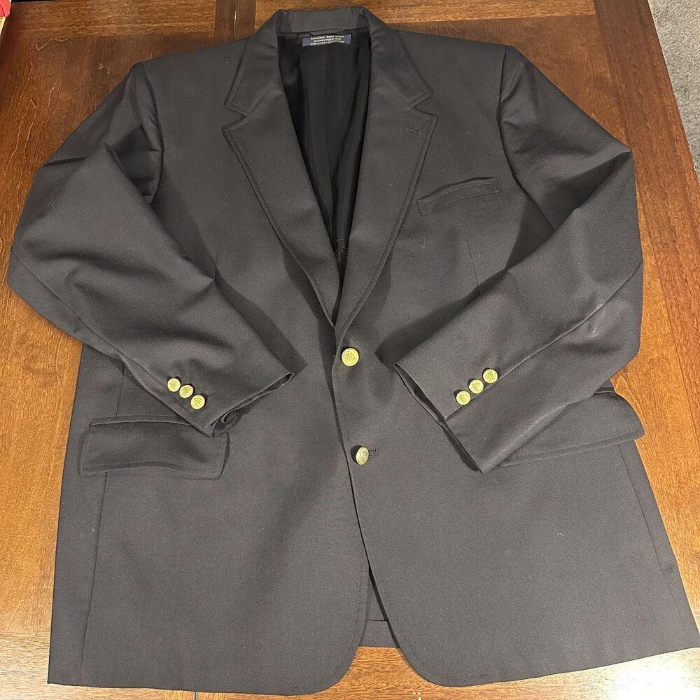 Vintage Brooks Brothers Blazer Men's Navy 100% Wool Gold Buttons Made in USA